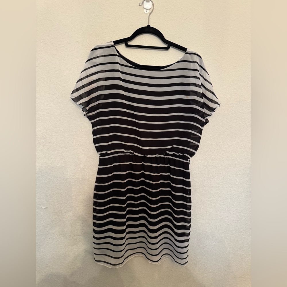 White House Black Market Black and White Striped Dress